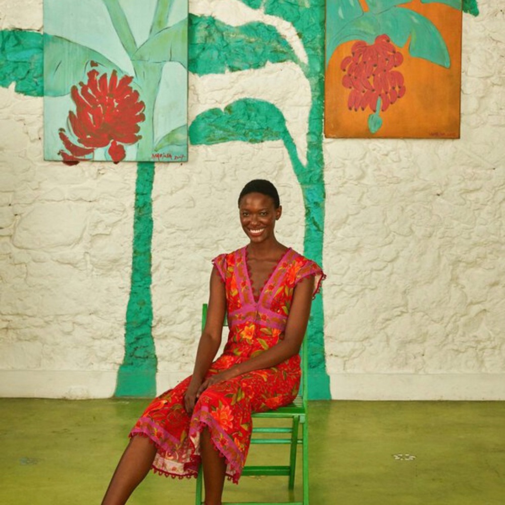 Farm Rio Solar Forest Button Down Dress